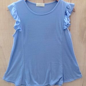 PERFECT PEACH 💙 Blue Ruffle Sleeve Tank Top